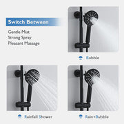 9-Inch Black Twin Shower Rail Set with Two Hoses