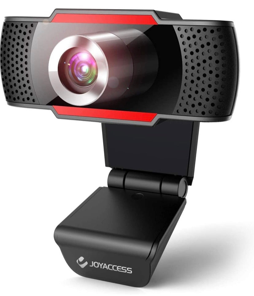 Webcam 1080P Full HD with microphone, JOYACCESS USB Computer Camera Compatible with Mac PC Laptop Tablet. Multi-Compatible, for Computer Windows Video Conferencing, Recording, and Streaming (Black Red)