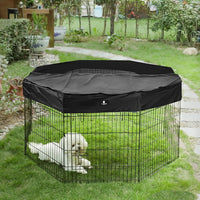 8-Panel 76 cm Metal Pet Playpen with Weather Cover