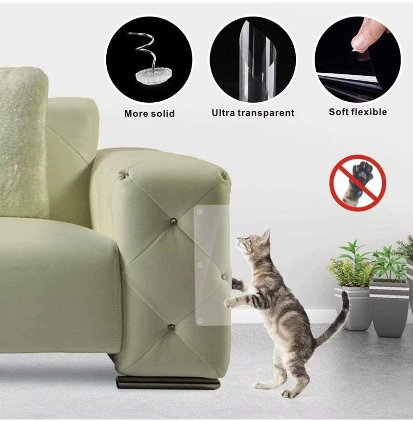 4-Pack Clear Cat Scratch Furniture Guards with 10 Pins – 47 × 15cm