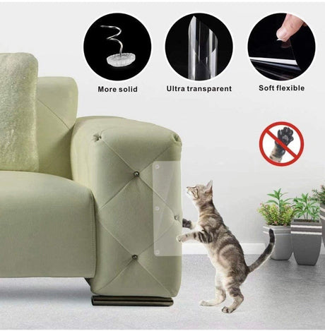 4 Packs Cat Sofa Scratch Guard With 10 Pins 47*15cm, HOME-MART Furniture Scratch Guards, Premium Vinyl Cat Couch Protector Guards Scratching Pads for Protecting Your Upholstered Furniture, Cat Scratch Deterrent Pad