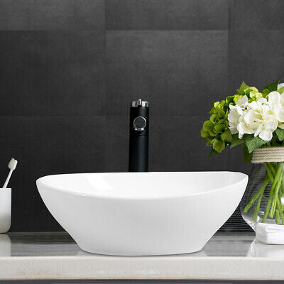 High-Gloss Oval Ceramic Countertop Basin – 41 cm