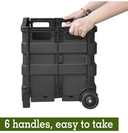 Foldable Shopping Cart Trolley Pack & Roll Folding Grocery Basket Crate Portable