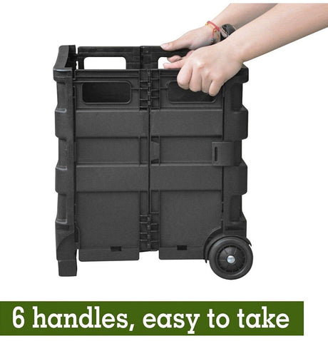 Foldable Shopping Cart Trolley Pack & Roll Folding Grocery Basket Crate Portable