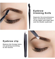 5-Piece Eyebrow Grooming Set with Razors, Tweezers, Scissors & Brush