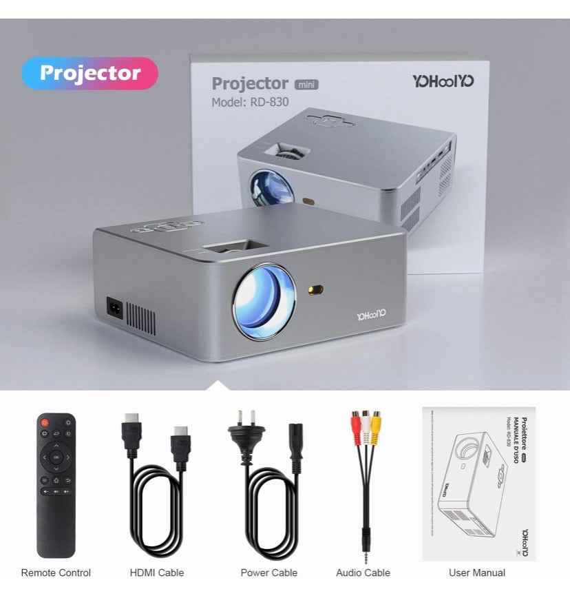 Mini Projector Portable Video Projector Home Cinema Projector 5500 Lumens Support 1080P Video 200 Inch Projection Size Compatible with HDMI / USB / VGA / SD / AV / Smartphone / Laptop /TV Box