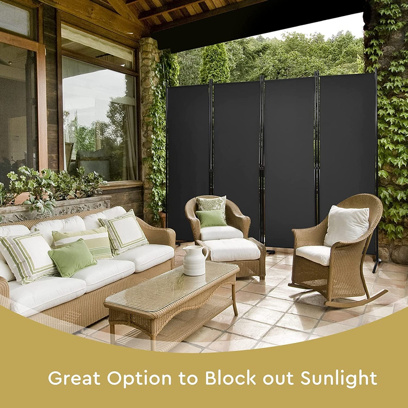 221 × 172 cm 4-Panel Fabric Room Divider – 3 Colours