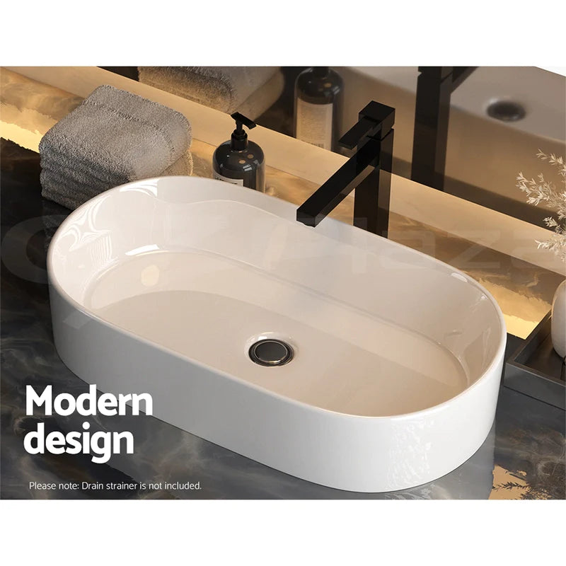 Long Rectangular Ceramic Above-Counter Basin