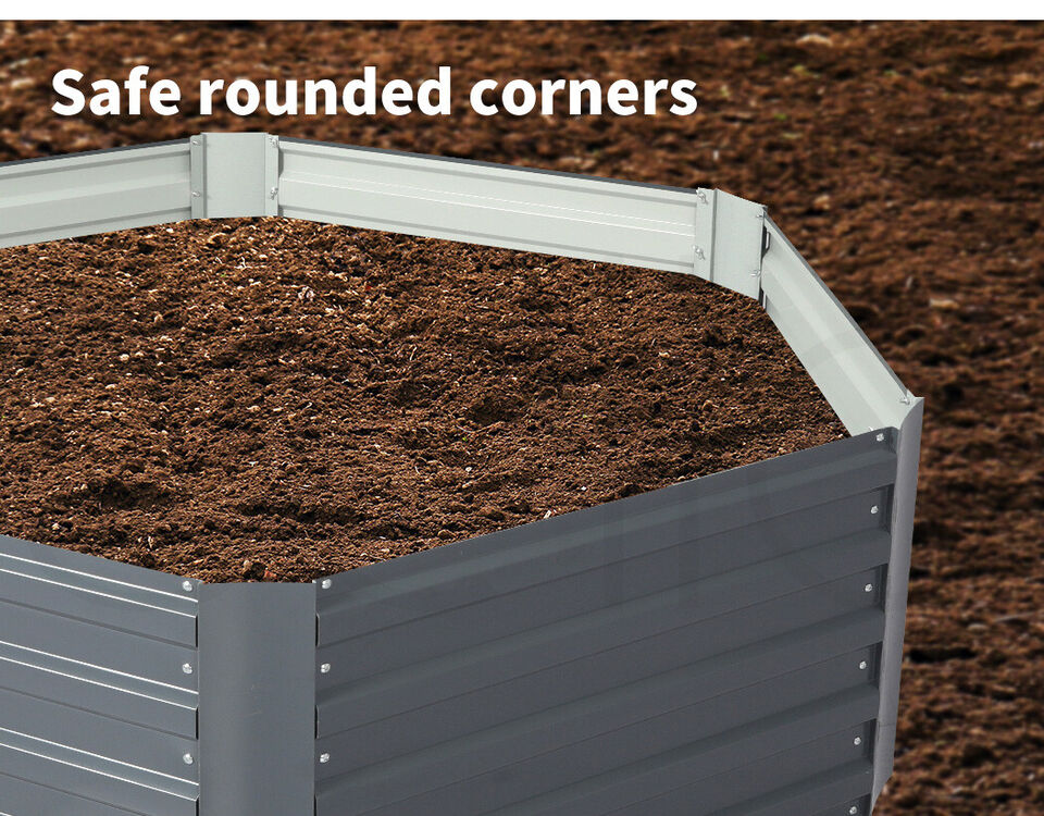 Hexagonal Coated-Steel Raised Garden Bed – 130 × 130 × 46 cm