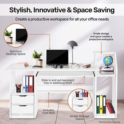 Modern Work Desk with Storage – 117 × 92 cm