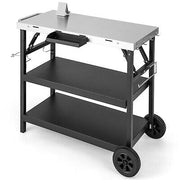 3-Tier Mobile Food-Prep Cart with Stainless-Steel Worktop