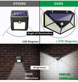 LED Solar Lights Outdoor,100 LED Motion Sensor Solar Security Lights, Outdoor Waterproof Solar Wall Light for Gate, Yard, Garage (2 Packs)