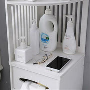 Reversible Bathroom Side Cabinet with Roll Holder & Shelves