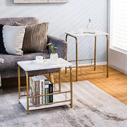 Faux-Marble Nesting End Tables – Set of 2