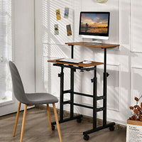 Mobile 2-Tier Adjustable Sit-Stand Laptop Desk