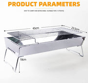 45 x 24 cm Foldable Stainless Steel Charcoal Grill