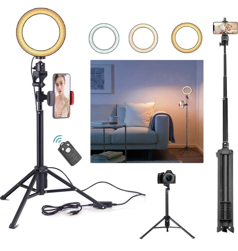 Selfie Ring Light with Tripod & Cell Phone Holder-16cm