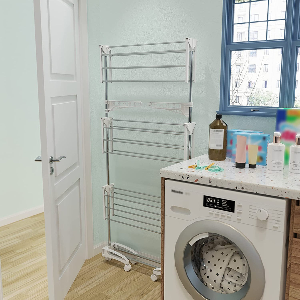 Extra-Large 3-Tier Folding Clothes Airer – 20m Drying Space