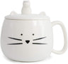 Cute Cat Coffee Mug with Cell Phone Holder Lid for Cat Lover Unique Ceramic Black Mugs Tea Cup Women