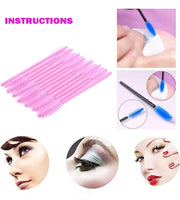 100 Pink Disposable Eyelash & Eyebrow Spoolie Brushes