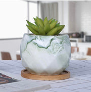 Set of 3 Marble Ceramic Planter Pot