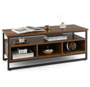 Industrial Coffee Table with Storage – Rustic Brown
