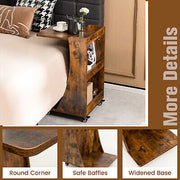 Rolling C-Shaped Sofa Side Table
