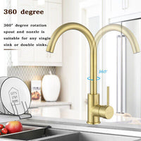 Brushed Gold Brass Kitchen Mixer Tap – 360° Swivel