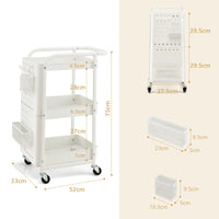 3-Tier Pegboard Rolling Storage Cart