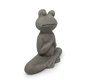 8.5in Meditating Frog Ceramic Sculpture – Grey Stone Finish
