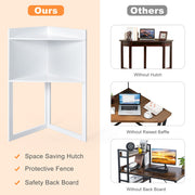 White Corner Computer Desk with Hutch & Keyboard Tray