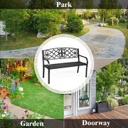 Outdoor Steel-Slat Garden Bench