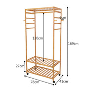 Mobile Wooden Clothes Rack with Wheels