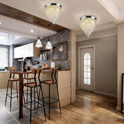 Crystal Chandelier, 3 Lights Modern Crystal Chandelier Light Fixture, H 24 cm x W 25 cm Mini Modern Ceiling Light for Bedroom, Hallway, Bar (Bulbs Not Included)