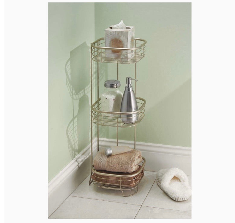 3-Tier Freestanding Steel Bathroom Organiser – Satin Finish
