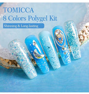 Poly UV Gel Nail Kit Nail Extension UV Builder Gel 8 Colours with Base Coat Top Coat, Slip Solution Pen (002)