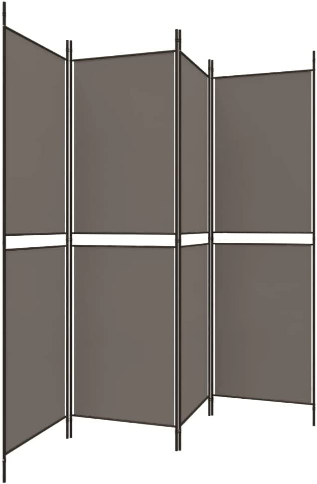 4-Panel Anthracite Fabric Folding Room Divider