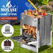 Compact Foldable Stainless Steel Wood & Charcoal Grill