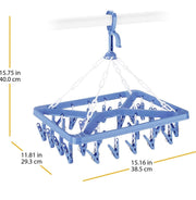 26-Clip Collapsible Laundry Drying Hanger – Blue & White