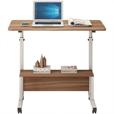Foldable Height-Adjustable Overbed Laptop Table with Wheels