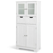 128 cm Four-Door Storage Cabinet with Glass Panels