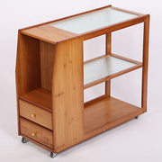 Movable Home Tea Coffee Table Small Tea Cart Office Solid Wood Mini Teaware Set