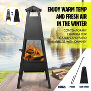 Portable Chimney Fire Pit with Cover