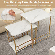 Faux-Marble Nesting End Tables – Set of 2