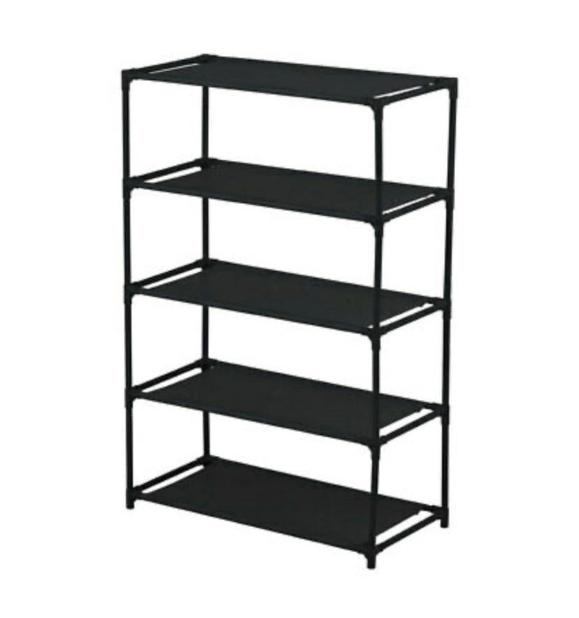 88 cm 5-Tier Black Storage Shelf for Shoes & Clothing
