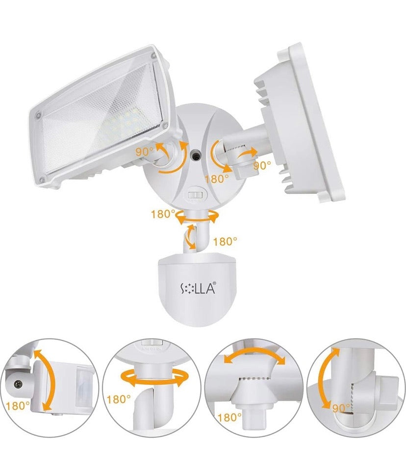 Dual-Head Solar Motion Sensor Security Light