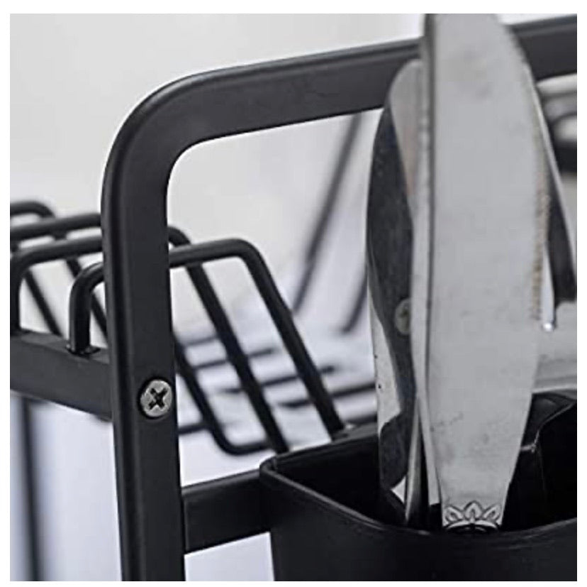 Counter Top Dish Rack Dish Storage Rack Kitchen Shelf Dish Drainer Alumimum 2-Tier Dish Holder Cup Holder