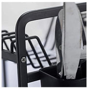 Counter Top Dish Rack Dish Storage Rack Kitchen Shelf Dish Drainer Alumimum 2-Tier Dish Holder Cup Holder
