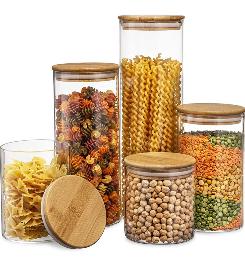 Glass Kitchen Canister Set of 5