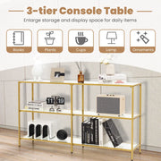 3-Tier Tempered-Glass Console Table